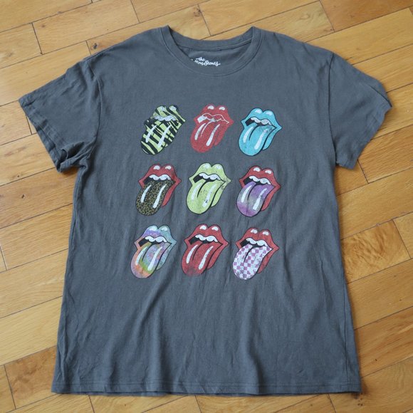 Rolling Stones Tongue and Lips Logo Pattern Brown T Shirt, Size XL - Picture 5 of 7